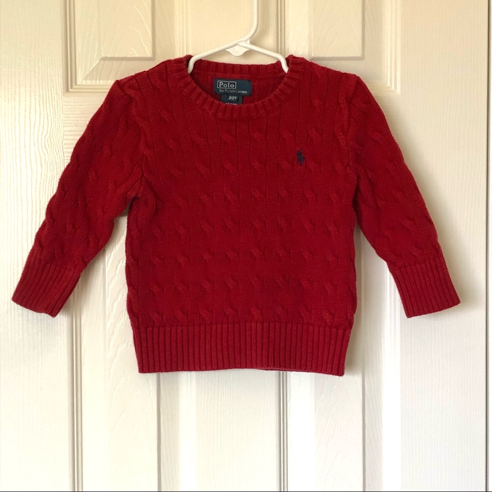 Polo by Ralph Lauren Toddler Sweater Red Cable Knit
